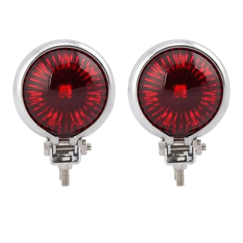 AU28-2X Motorcycle LED Rear Tail Light Brake Stop Lamp Moto LED Tail Light For Bobber Chopper Cafe Chrome