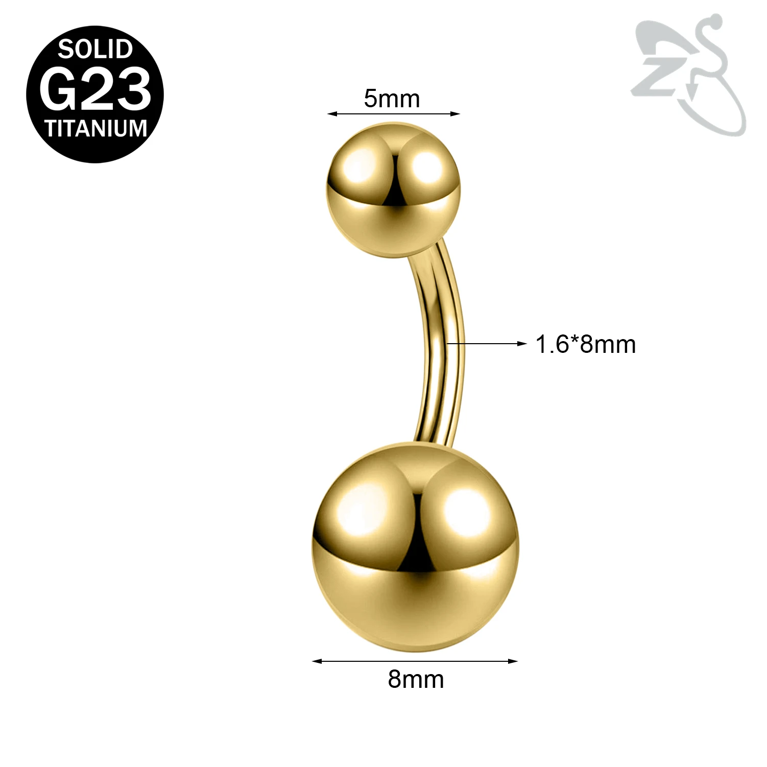 Women's G23 Titanium Belly Button Ring with CZ Crystal