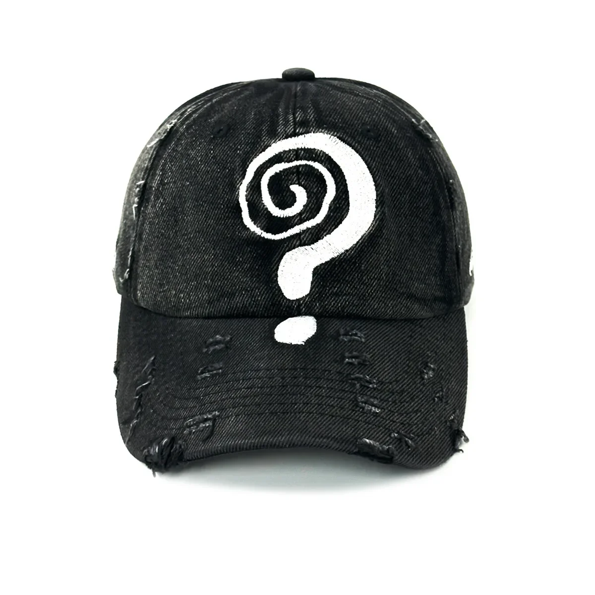 Question Mark Embroidered Baseball Cap, 2025 New Arrival Big Brim Sun Hat, Tie-Dye American Street Style