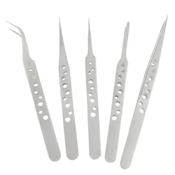 Precision Industrial Tweezers Anti-static Magnetic Stainless Steel Tweezers Set For Electronics Soldering Maintenance Hand Tools