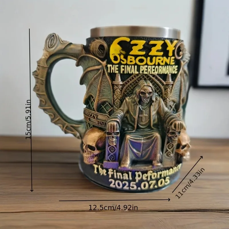 

Ozzy Osbourne The Final Performance 3D Mug Stainless Steel Skull Water Cup Halloween Commemorative Mark Cup Gift for Fans Men