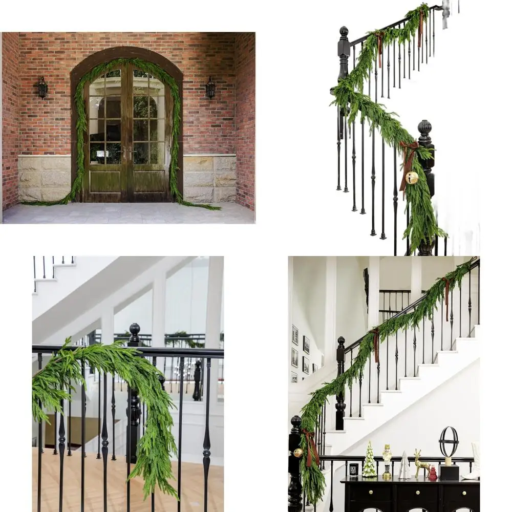 

Real Touch 15FT Christmas Norfolk Pine Garland - Perfect for Mantle, Stairs, Railing, Table, Fireplace, and Wall Decor