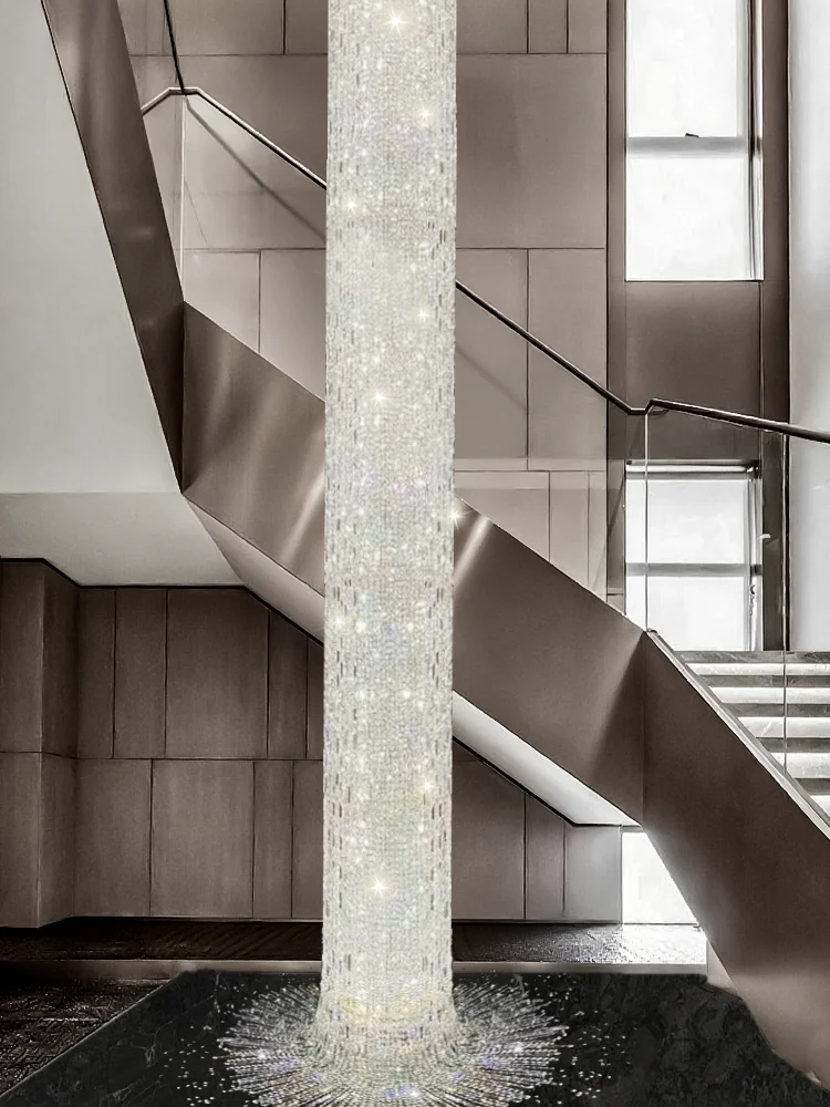 

Crystal Spiral Stairs Chandelier Luxury Villa Staircase Chandelier Duplex Loft Hanging Lamp Customized Long Led Pendant Light