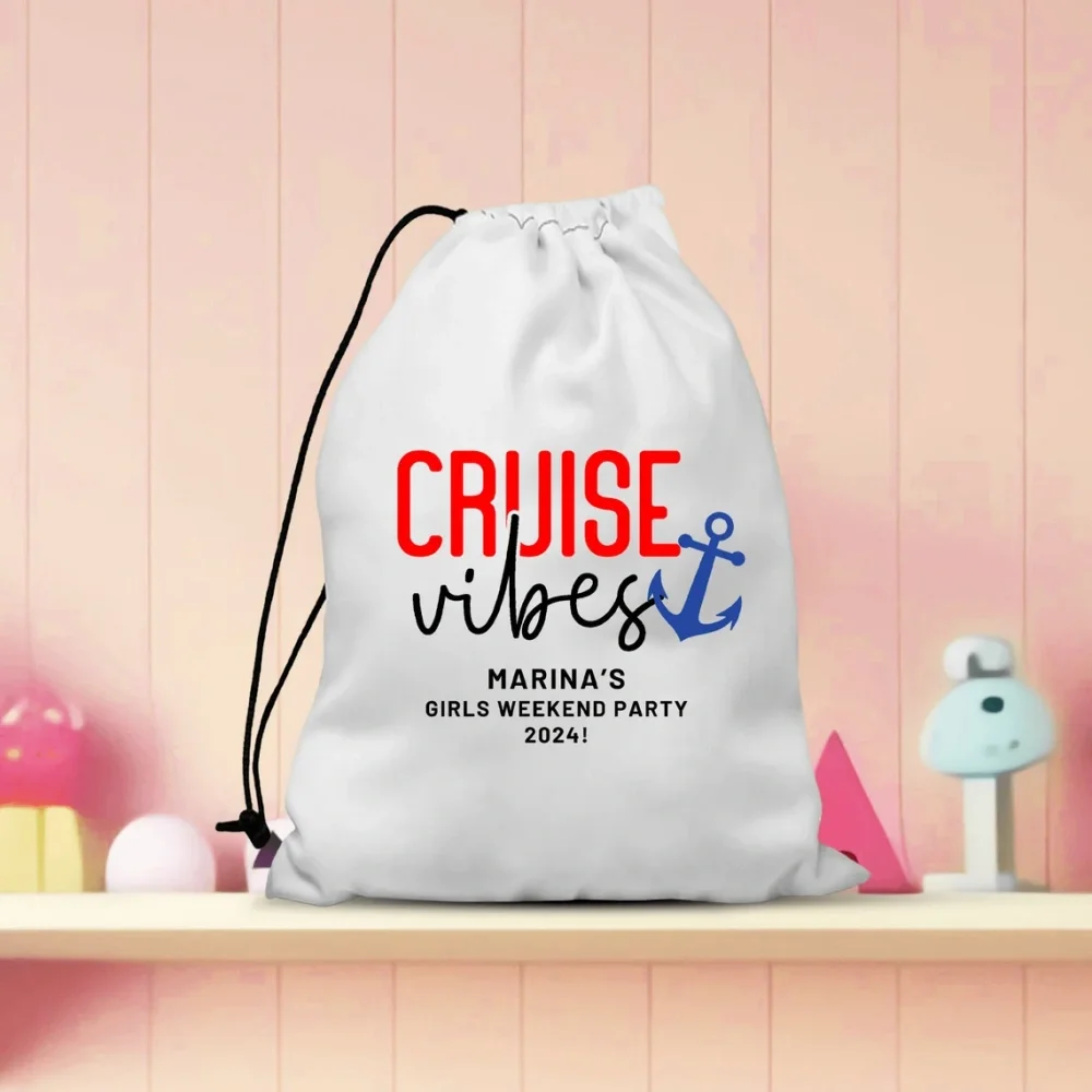 25 pcs Custom Cruise Vibes Favor Bags,Cruise Gift Bag,Cruise Vacation Bachelorette Bags,Ship Party Supplies,Name Party Bags