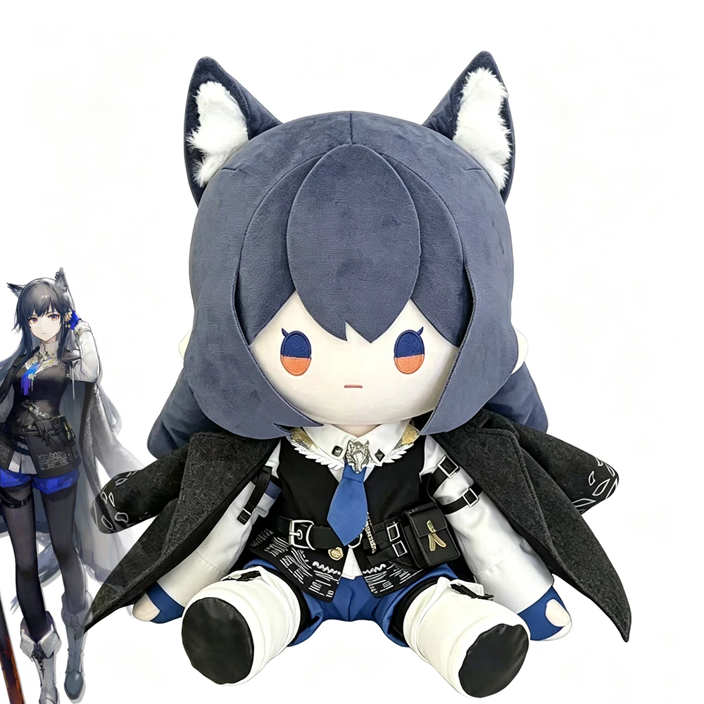 Game Arknights Texas the Omertosa Cosplay Doll Cartoon Character Sitting Plush Stuffed Cotton Doll Adult Collect Room Decoration