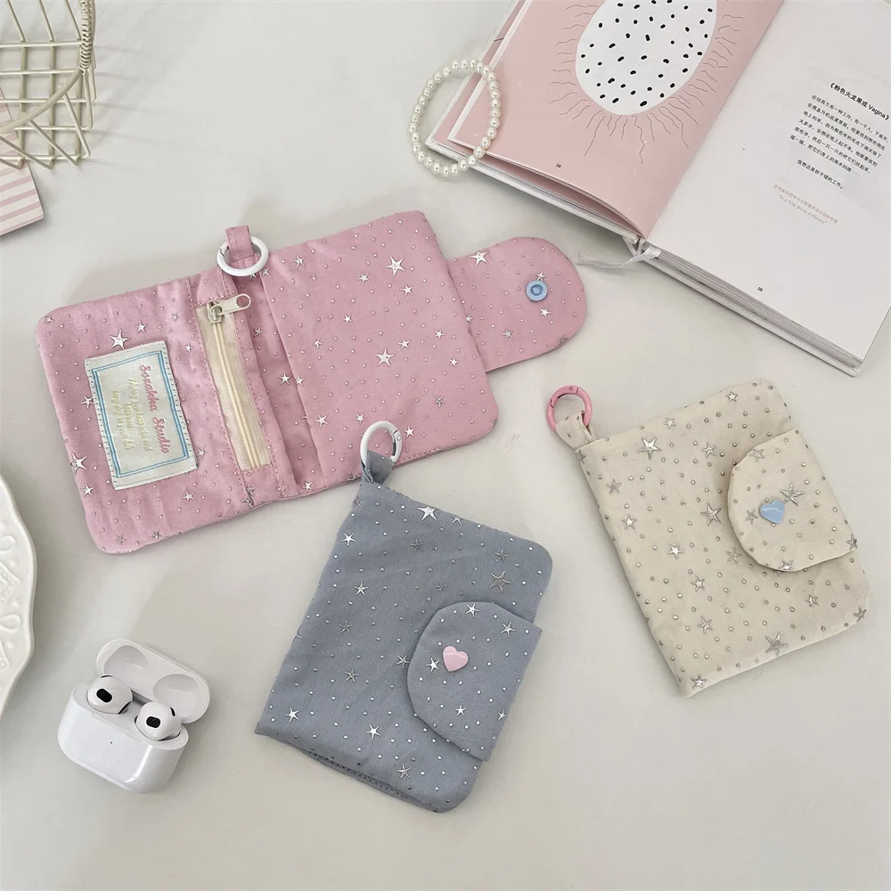 

Кошелек для карт с молнией и звездным дизайном, держатель для удостоверений личности, монетница с несколькими отделениями для карт, органайзер для студентов, путешествий и повседневного использования