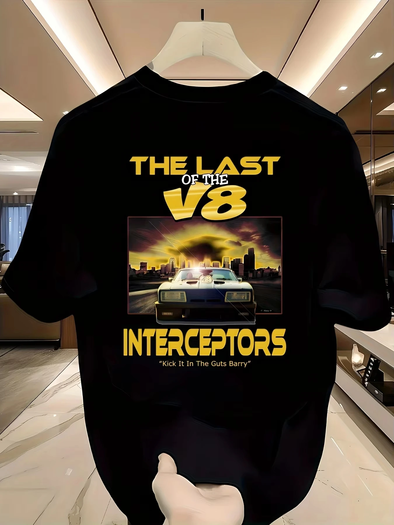 2026 Unisex Mad Max Interceptor V8 Engine T-Shirts - Post-Apocalyptic Movie Collectible Tee with Iconic Car Design Back To Black