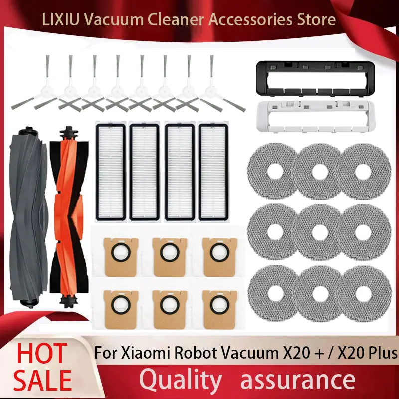 For Xiaomi Robot Vacuum X20 + / X20 Plus Parts Accessories Main Side Brush Hepa Filter Mop Cloth Dust Bag Replacement