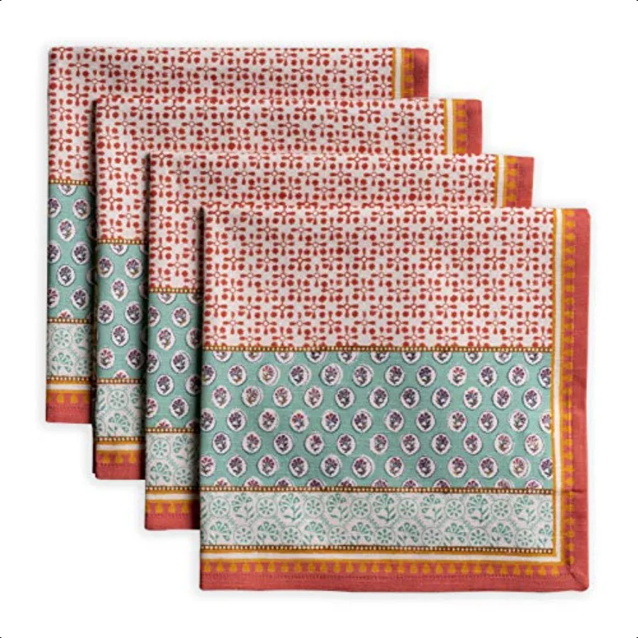 Servilletas de tela Juego de 4 100 algodón Servilletas cuadradas reutilizables para todos los días Tela lavable Cena Fiesta Boda Restaurante Primavera Verano