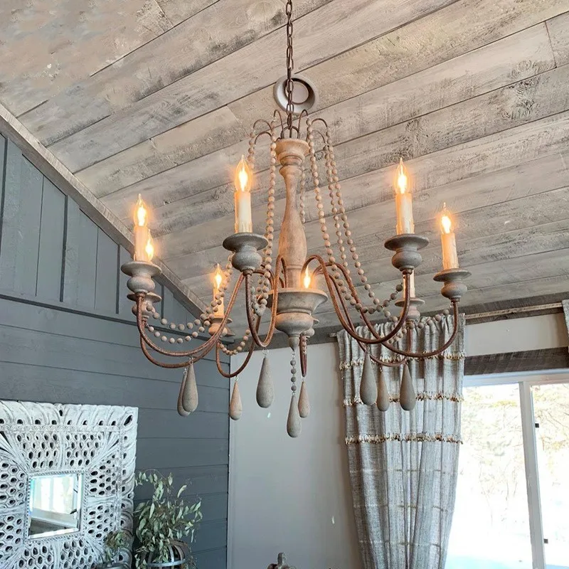 

Rustic Restaurant Bar Wood light led candle Chandelier for Dining Room Kitchen E14 led Garden rural metal chandelier led fixture