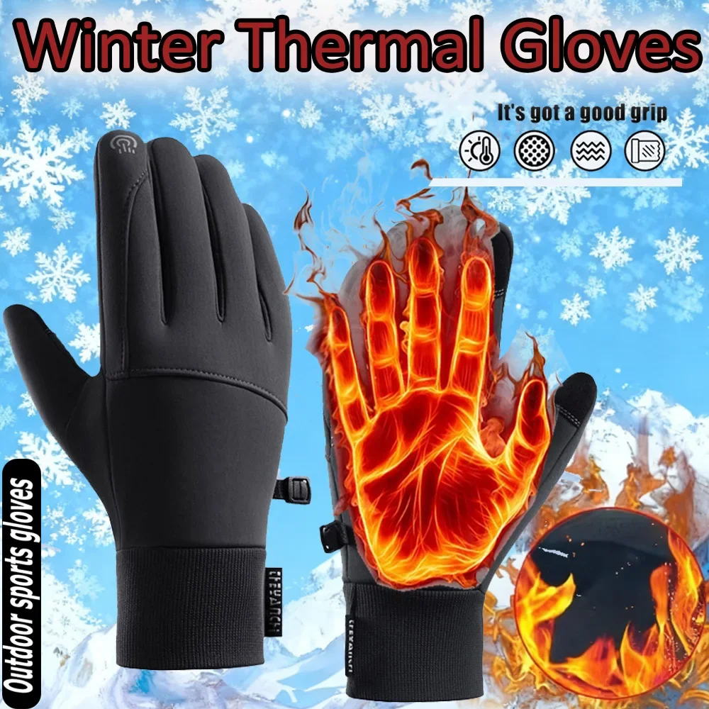 الشتاء لمس قفازات دافئة في الهواء الطلق ركوب الدراجات القيادة دراجة نارية مقاوم للماء قفازات باردة يندبروف عدم الانزلاق قفازات التزلج