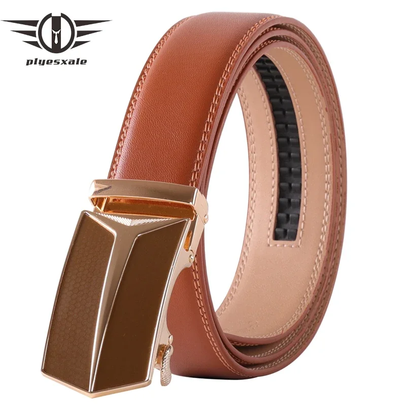 

Plyesxale Mens Belts Leather For Jeans Casual Ceinture Homme High Quality Brown Waist Belt Men Designer Fashion Belt Man B110