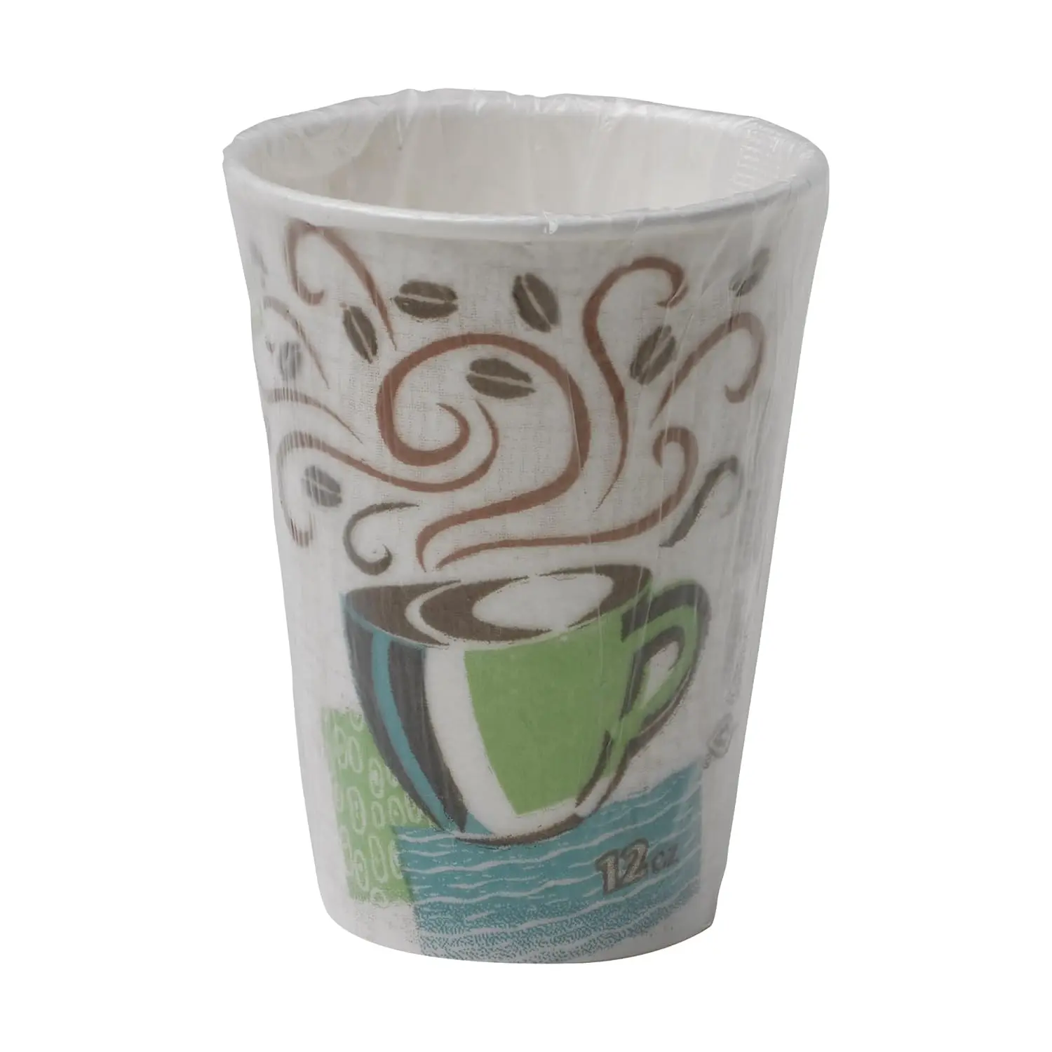 

Dixie PerfecTouch 12 oz Paper Coffee Cups By GP PRO, Coffee Haze Design, 1000 Count (Individually Wrapped Disposable Cups), 5342
