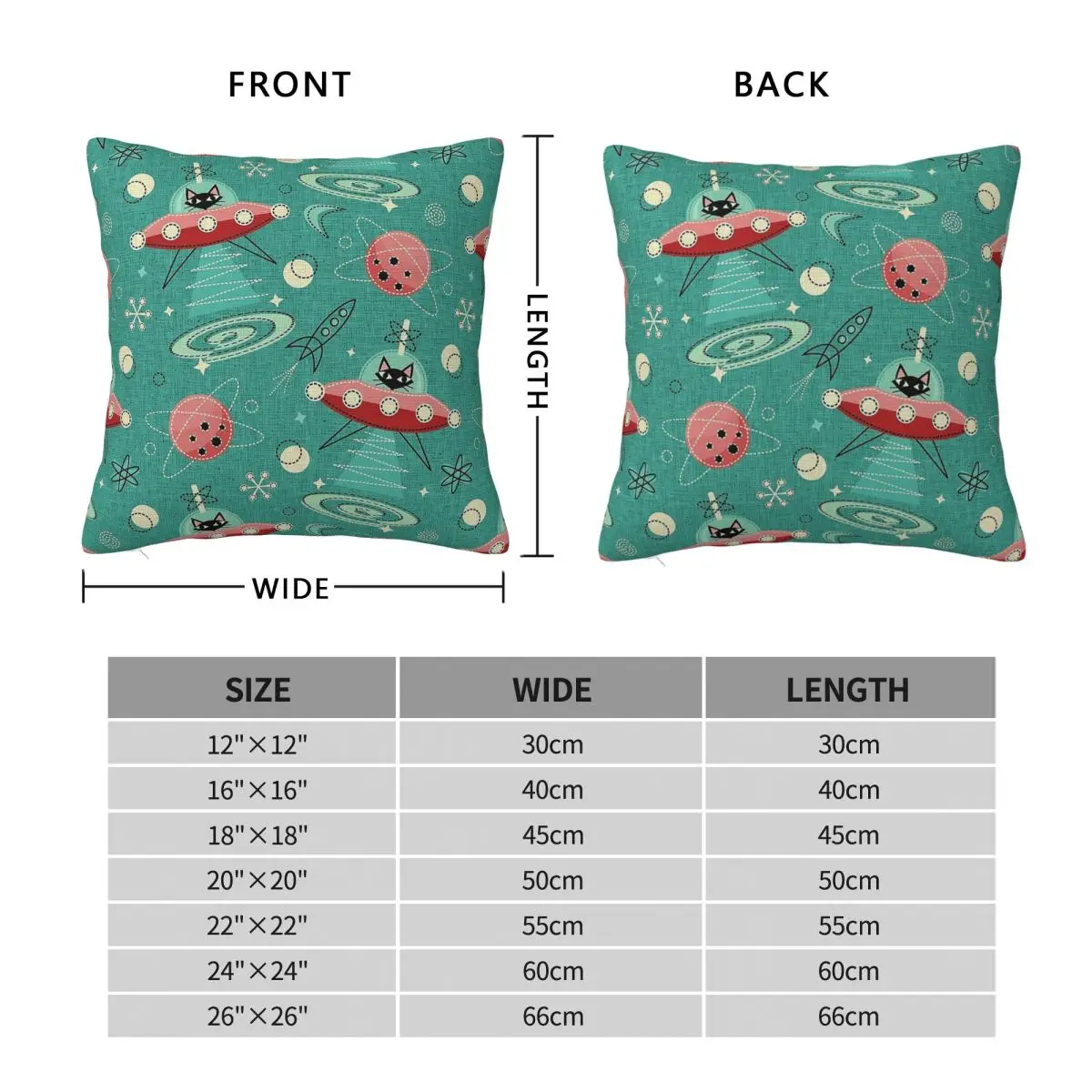 My Kitty Drives Ufo Atomic Space Square Pillowcase Polyester Linen Velvet Printed Zip Decorative Bed Cushion Cover 45x45