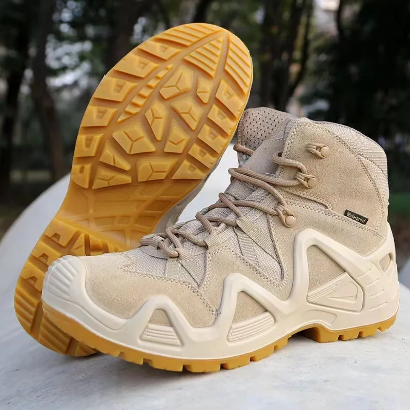 Bottes de randonnée en cuir pour hommes, chaussures de randonnée antidérapantes, résistantes à l'usure et respirantes, bottes tactiques, chaussures de travail grande taille chaussures randonnée pour homme baskets homme