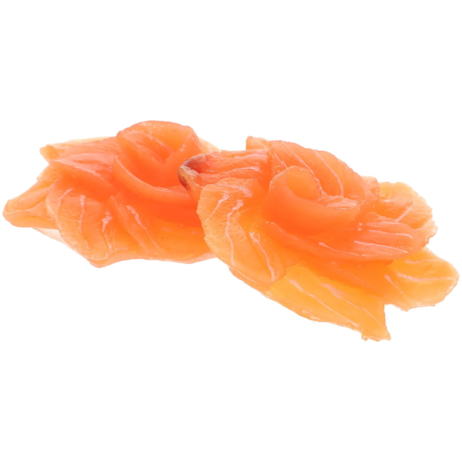 2 Pcs Simulation Salmon Fake Fish Artificial Models Food naments Toys Simulated Slices Sushi Plate Decors Household Realistic