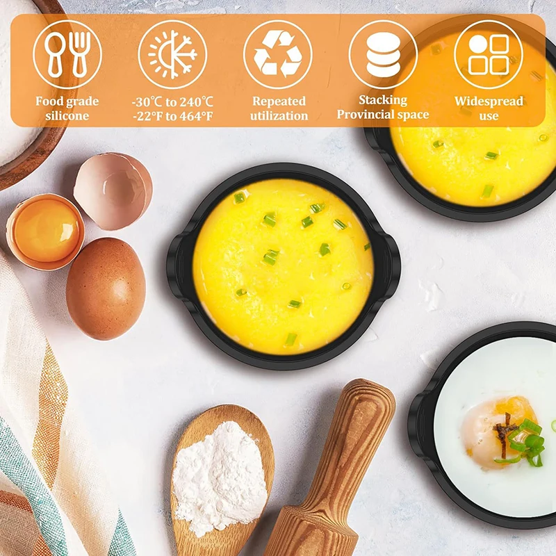 Air Fryer Egg Poacher Cups Egg Poaching Maker Silicone Cake Muffins Cupcakes Mould Custard Tart Pie Desserts Baking Mold