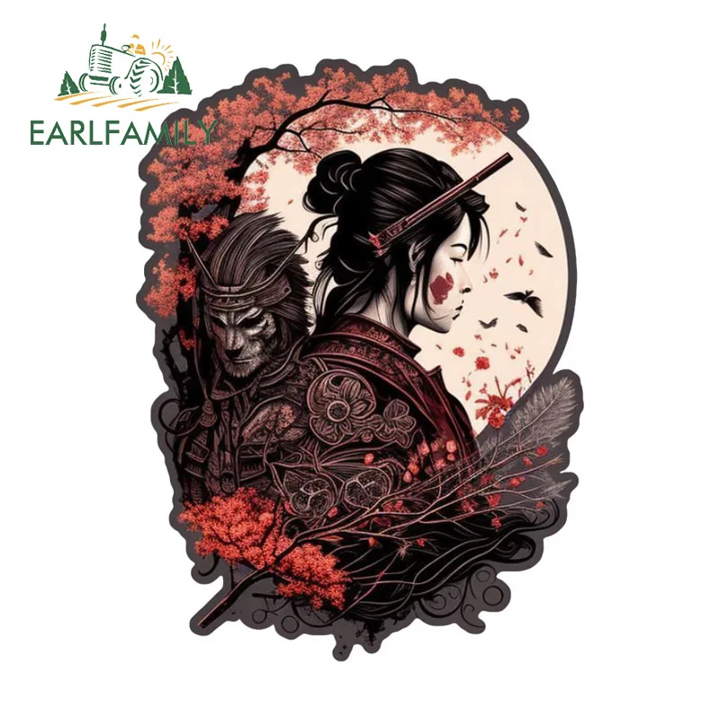EARLFAMILY Sakura Samurai Geisha Autoaufkleber, heiße Anime-Aufkleber, Kratzschutz-Vinyl, kratzfest, für Wohnmobile, individueller Druck