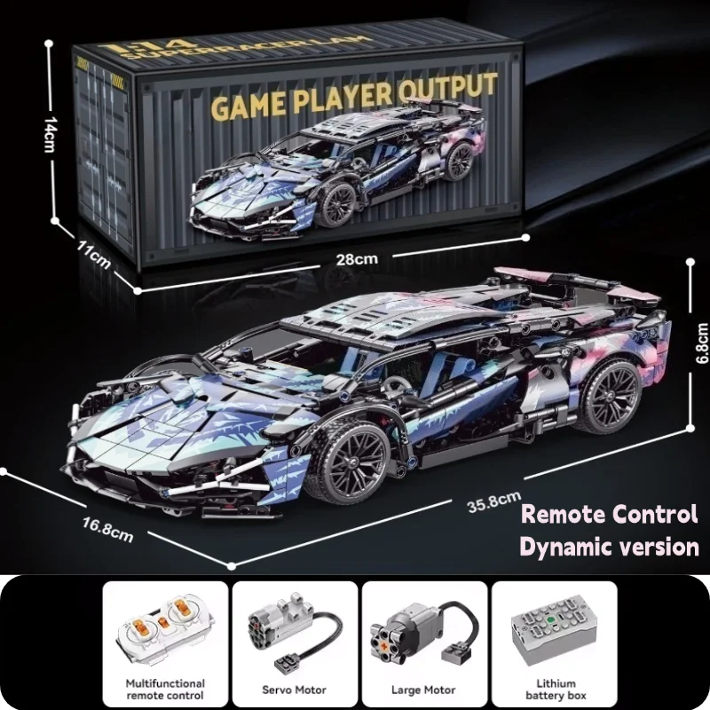 Technologie Racewagen Blok Model 1280PCS + 1:14 Motion Speed Auto Model Mechanische Super Blok Montage Speelgoed Kinderen volwassen Geschenken