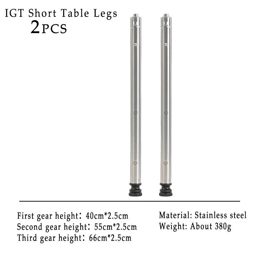 IGT-Pieds de Table Réglables en Acier Inoxydable, Accessoires de Camping en Plein Air, Télescopiques, Portables, 3 Vitesses