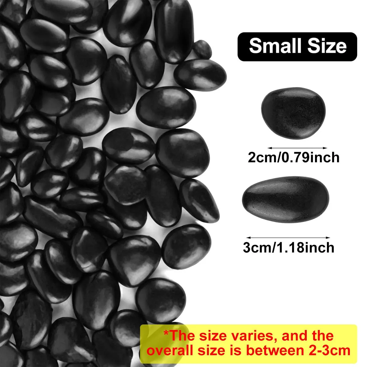 300g Black High Polished Natural Pebbles 2-3cm Courtyard Landscape Decoration Rocks Peddles for Plant Vases Fish Tank ZSY
