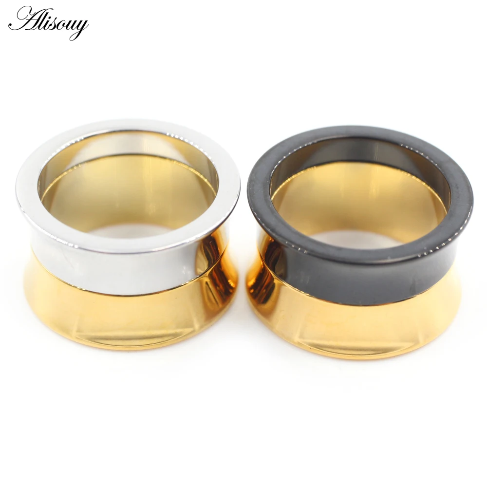Alisouy 1PC Stainless Steel 2-Colors Thread Ear Flesh Tunnel Plug Expander Stretcher Flared Gauges Earring Piercing Body Jewelry