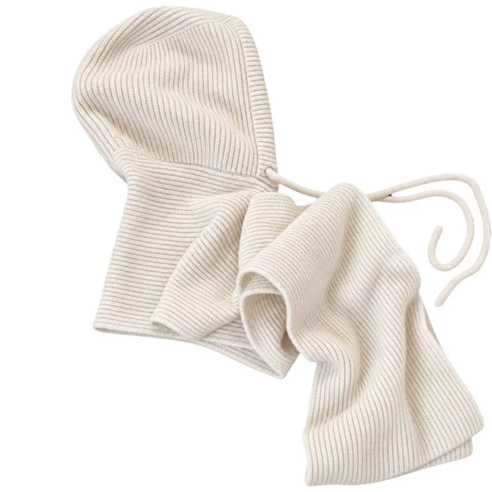 Korean Style Winter Balaclava Hat Thick Knit Solid Color Hood Scarf Combo Windproof Combined Hood Integrated Neck Warmer