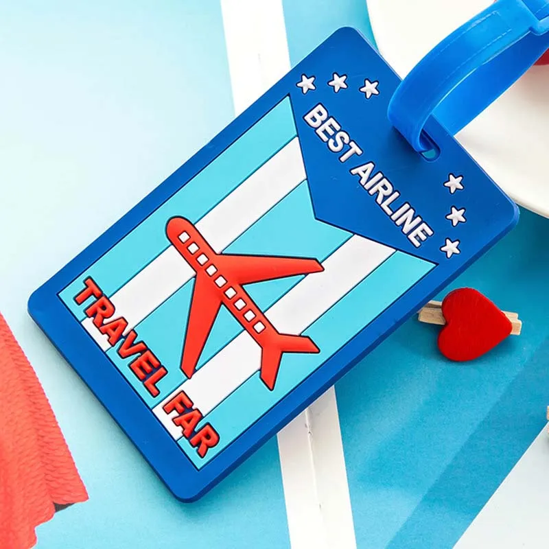 Creative Stitch Rectangle Cute Travel Accessories Luggage Tags Suitcase Cartoon Style Fashion Silicon Portable Travel Label