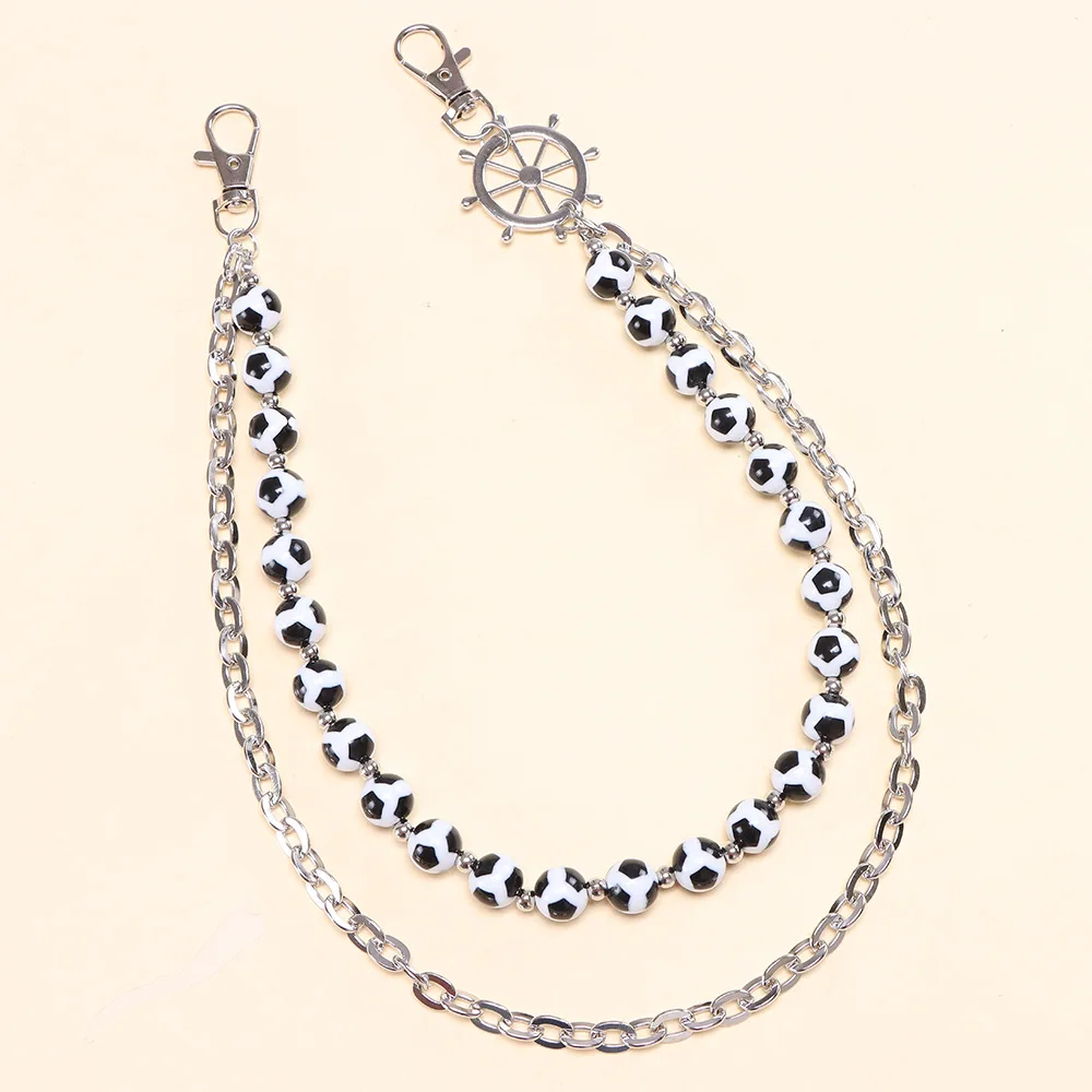 المألوف طبقة مزدوجة كرة القدم الجينز الخصر سلسلة شخصية تنوعا الراقية سلسلة بدلاية متخصصة للسراويل #5