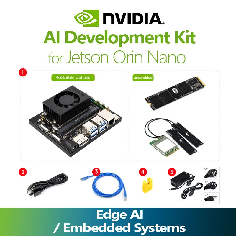 Jetson Orin Nano AI Development Kit For Embedded And Edge Systems, Options for 4GB/8GB Memory Jetson Orin Nano Module