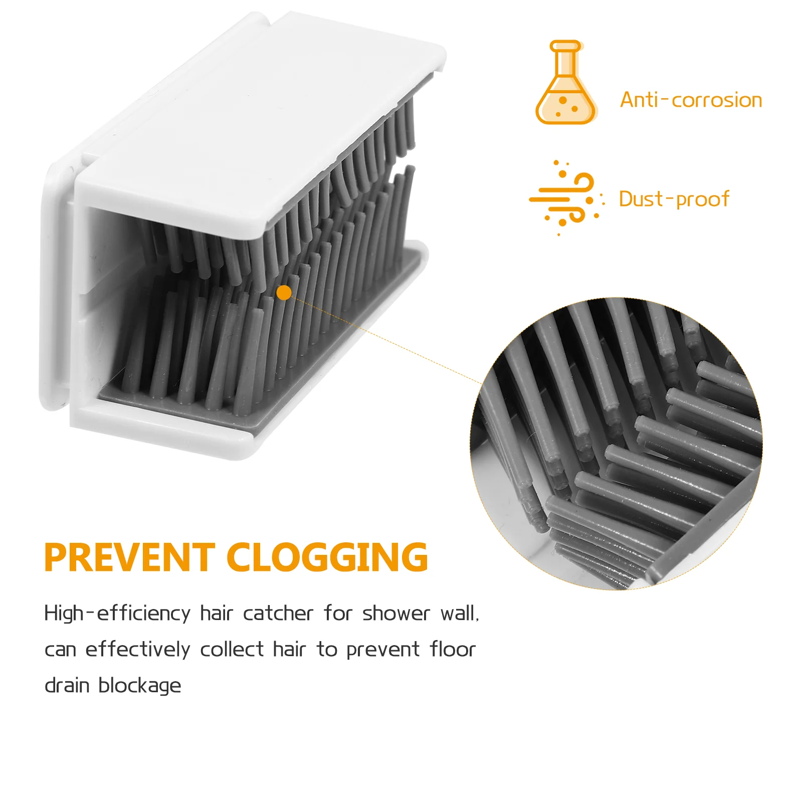 Receptor de captura de pelo para pared, receptor de bañera de ducha con recolector de cerdas, accesorios de Gel de sílice, accesorio de baño para el hogar grueso