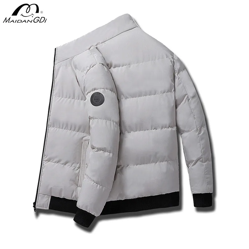 Maidangdi Heren Winter Effen Kleur Katoenen Parka 'S Dikke Outdoor Warme Jas Met Toegevoegde Fleece Grote Maat 5xl Heren Katoenen Top