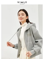 Vivly Grey Hooded Zipper Thick Warm Women Jacket 2023 Winter Casual allentato manica lunga Cropped felpa nuovo in capispalla M5308