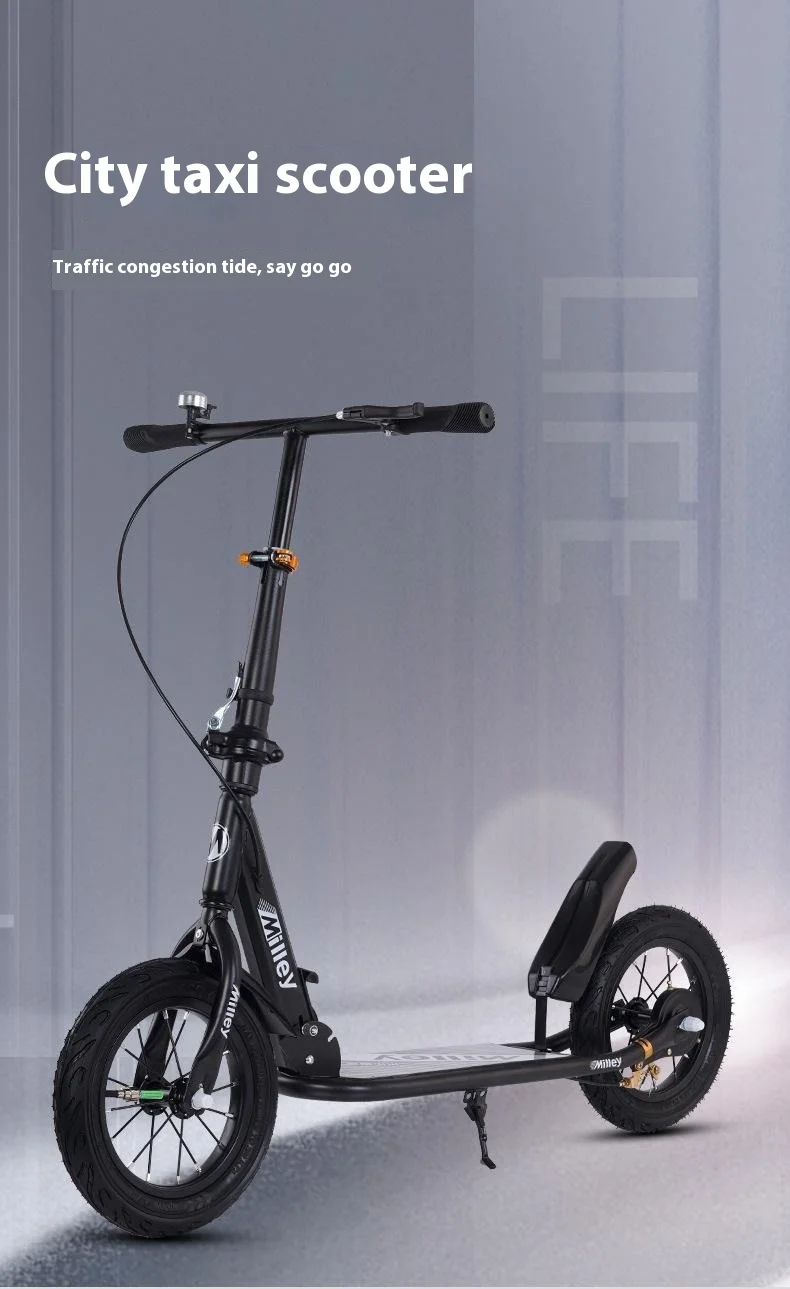 Faltbarer Erwachsenen-Roller mit Handbremse, Großes Rad, Zweirad-Stadtroller für Jugendliche und Berufstätige, Brandneues Modell – Detail 6