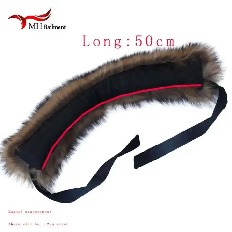

Winter 100% Real Raccoon Fur Collar Women's Fashion Furry Detachable Ribbon Luxury Scarf Coat Decoration Warm Square Collar