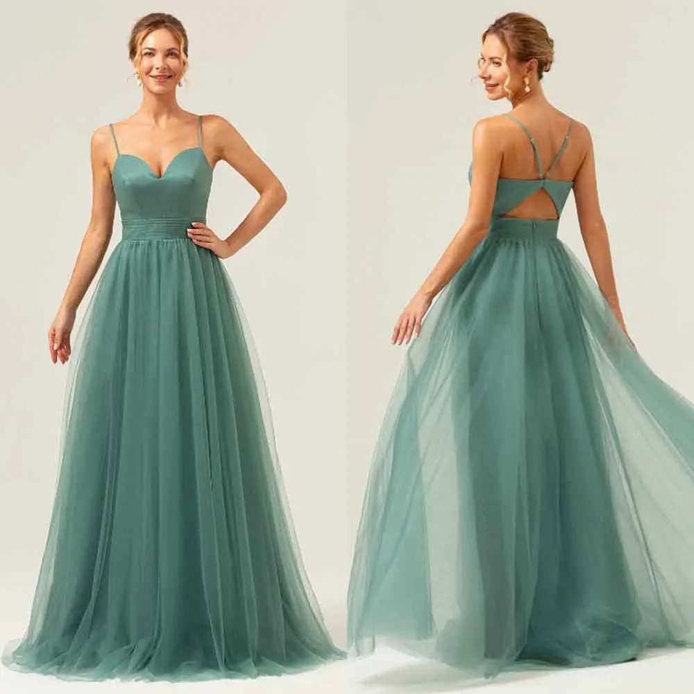 

High Quality Customized Floor Length Backless Thin Suspenders Pleat Sleeveless Robe Pour Mariage Invité Evening Dresses فستان