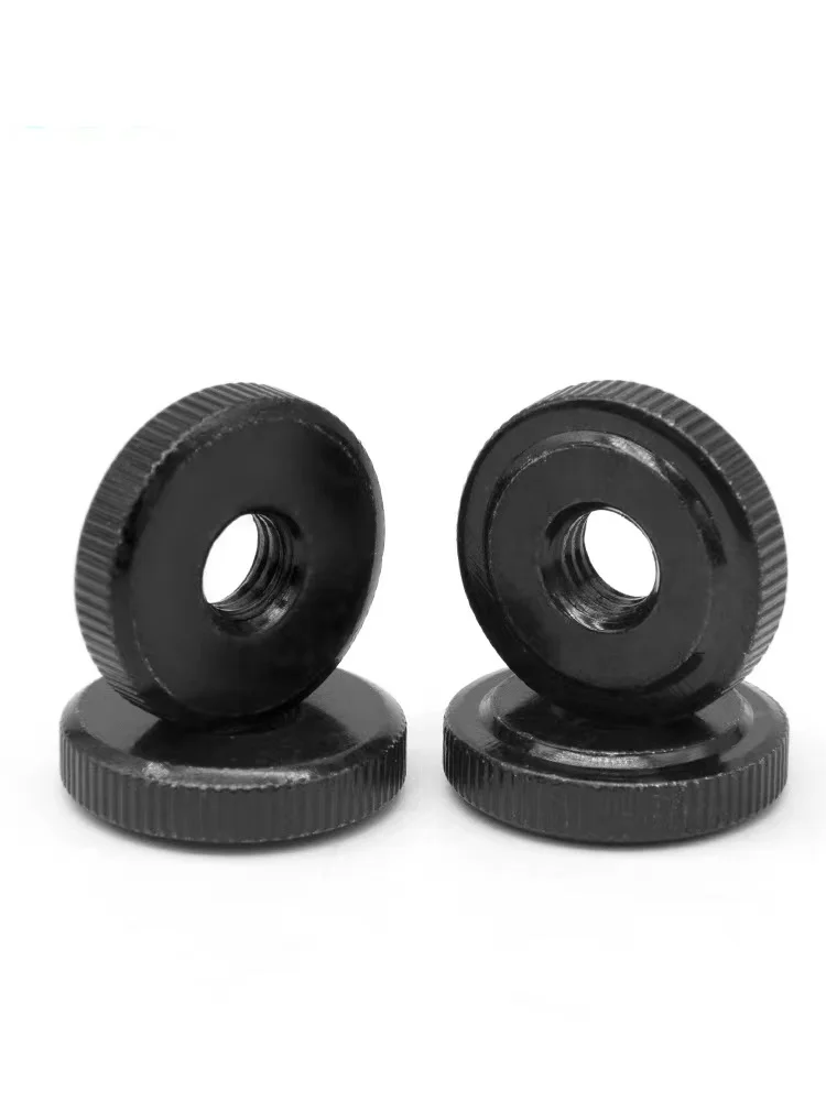 Black Carbon Steel Small Step Hand Tighten Nuts M3 M4 M5 M6 M8 M10 Knurled Thumb Nuts GB807