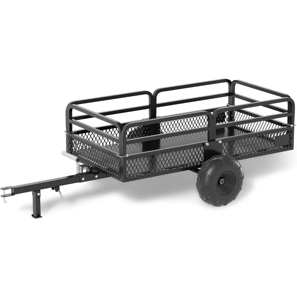 

Trailer Steel Dump Cart, Heavy Duty Carts with Wheels 1500lbs 15 cu. ft Capacity Utility Trailer Yard Garden Trailer W/Suppo