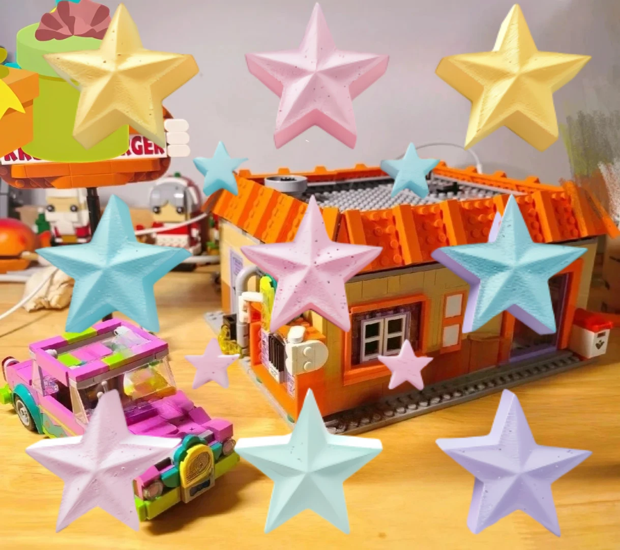 

2025 New MOC Burger Restaurant Model City Street View Creative Ideas Building Blocks Set Toy for Children’s Gifts Blocks 1635Pcs
