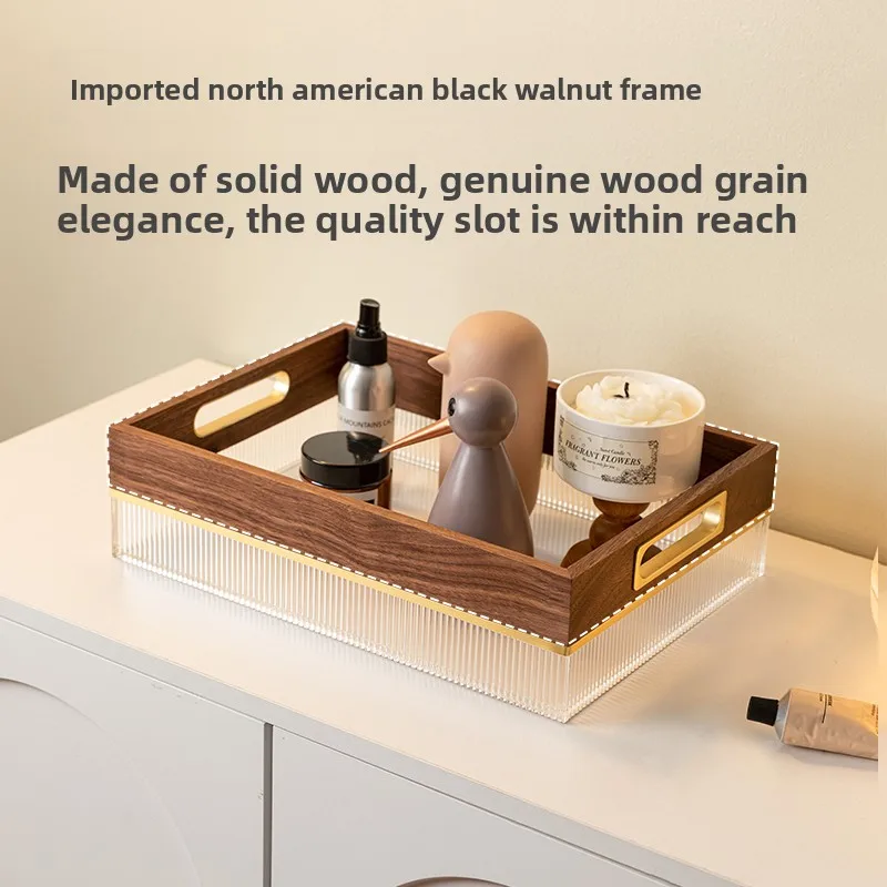 Boîte de rangement de maquillage en noyer noir, organisateur de jouets à domicile, panier de rangement divers, coffre pour cuisine et salon