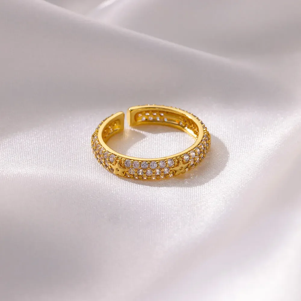 Fashionable Zircon Heart Shaped Flower Ring Womens Open Gold Ring Womens Fashion Party Finger Jewelry Gift image 4