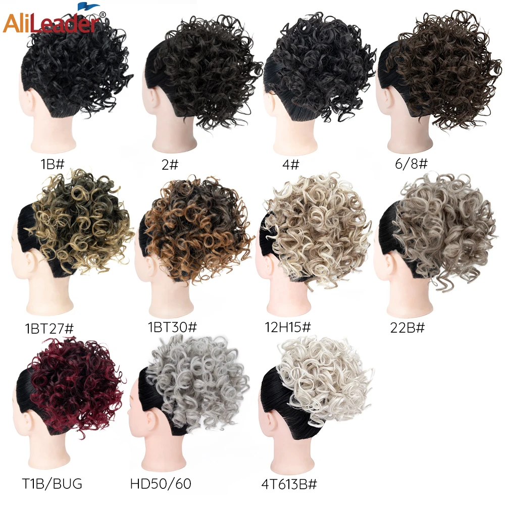 Large Loose Wave Curly Elastic Drawstring Hair Bun Hairpieces For Women High Temperature Synthetic Fiber Hair Bun Extensions