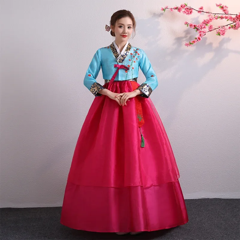 

Hanbok сцены корейский старинный костюм вышивка традиционный Женский дворец свадебное танцевальное платье новый стиль