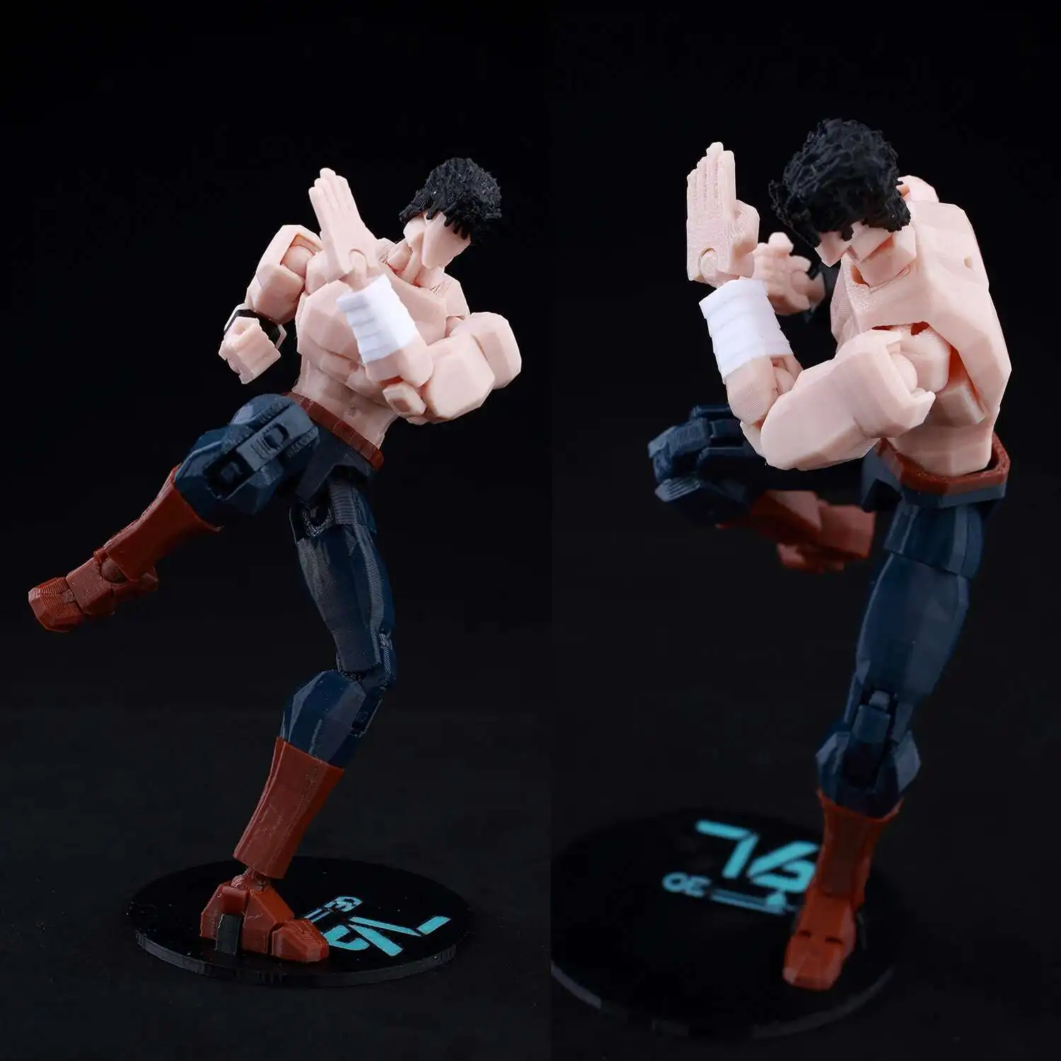 9L3D Printed Lucky Dummy 13 Shirtless Kenshiro Action Figure,Multi-Jointed Poseable Anime Model,Fist of the North Star