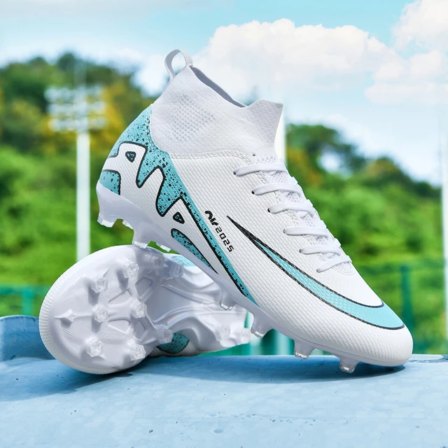 Men s Soccer Shoes Football Cleats High Tops Lace Up Non Slip Spikes Outdoor AG FG Baseball Lacrosse Rugby Combat Boots AliExpress