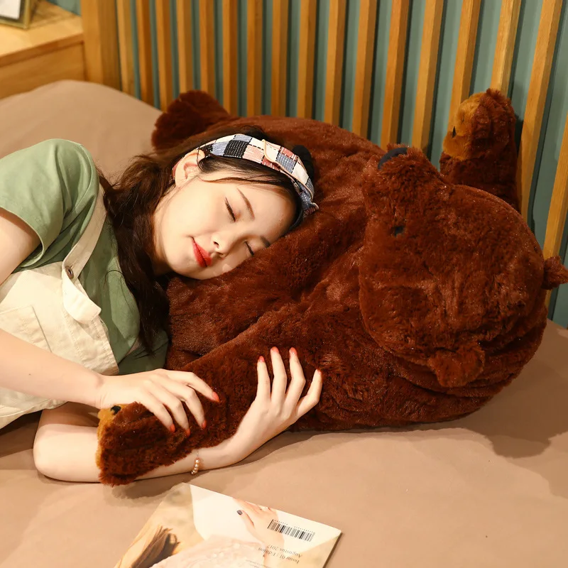 40-100cm Simulation Brown Bear Plush Toy Giant Teddy Bear Stuffed Animals Soft Cushion Doll Birthday Gifts for Girl Kids