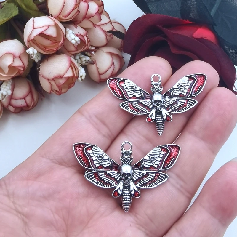 5pcs 43*26mm Large Death Head Moth Charm,Wiccan Bug Pendant,Statement Dead Head Moth,DIY Handmade Witch Jewelry Supplies