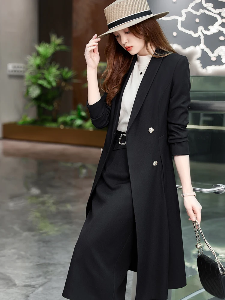 Autumn Winter Formal Skirt Suit Women Female Black Apricot Coffee Long Sleeve Two Piece Set for Office Ladies Work Wear