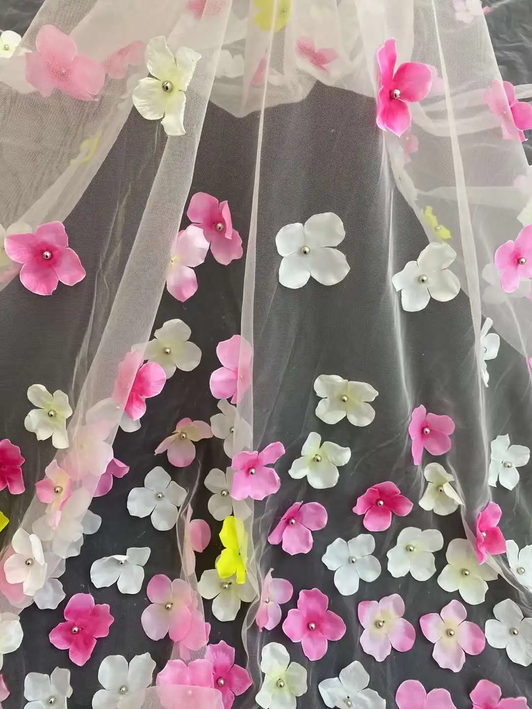 

Popular 2024 Multi-color 3D Flowers Embroidery French tulle net,African lace Fabric For Weddings, Ldies's Evening Dresses, Party