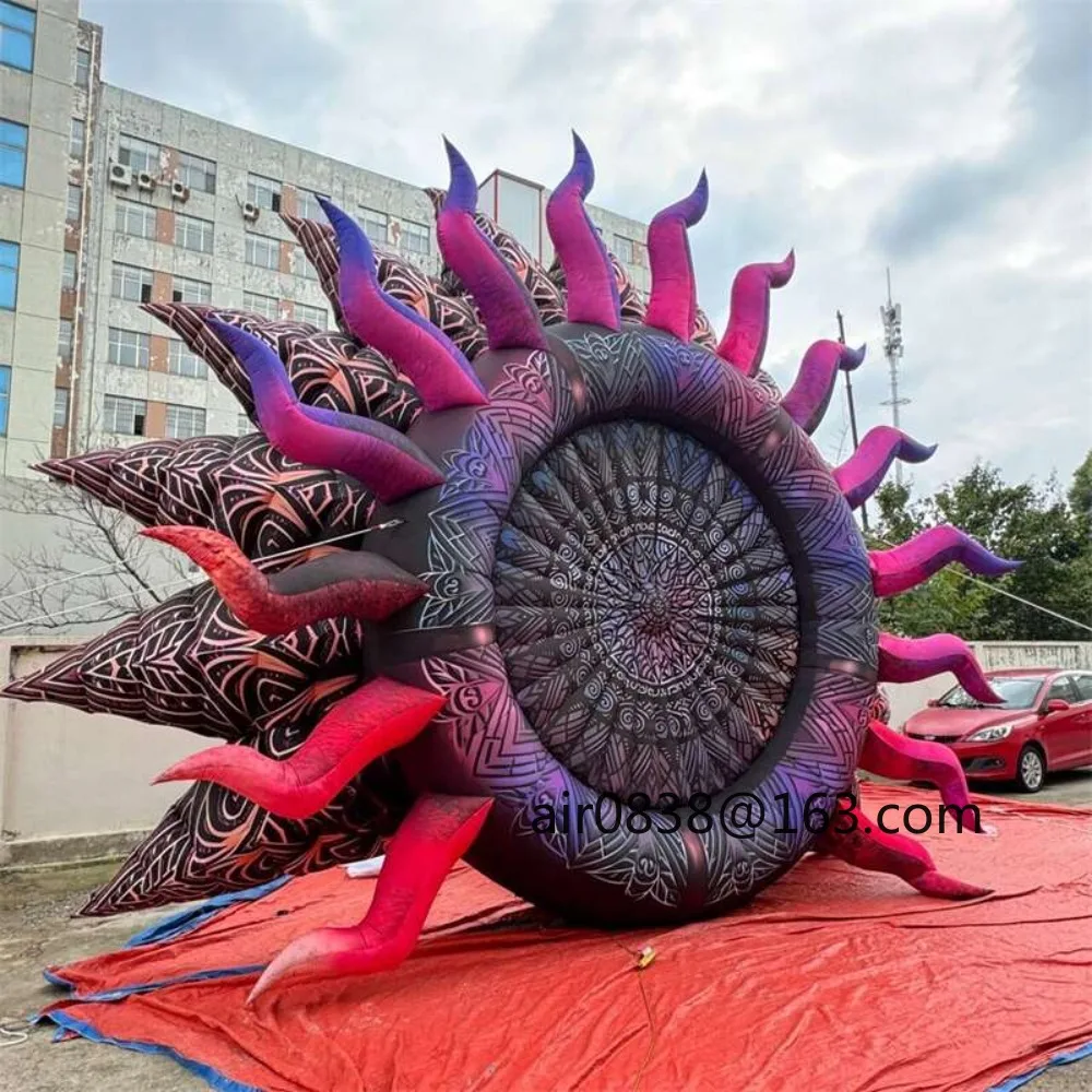 Modelo de sol inflável gigante totalmente impresso, cenários infláveis de palco para decoração de festival de Halloween